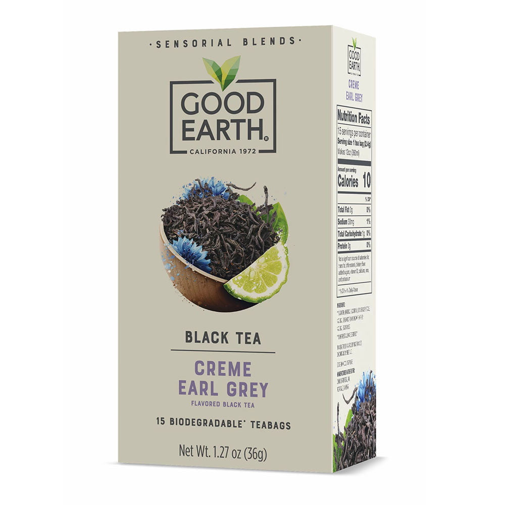 Good Earth Sensorial Blends Creme Earl Grey Flavored Black Tea Bags, 15 Ea
